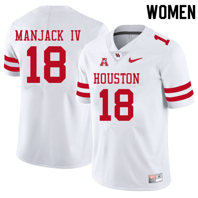 Women #18 Joseph Manjack IV Houston Cougars College Football Jerseys Sale-White - Click Image to Close